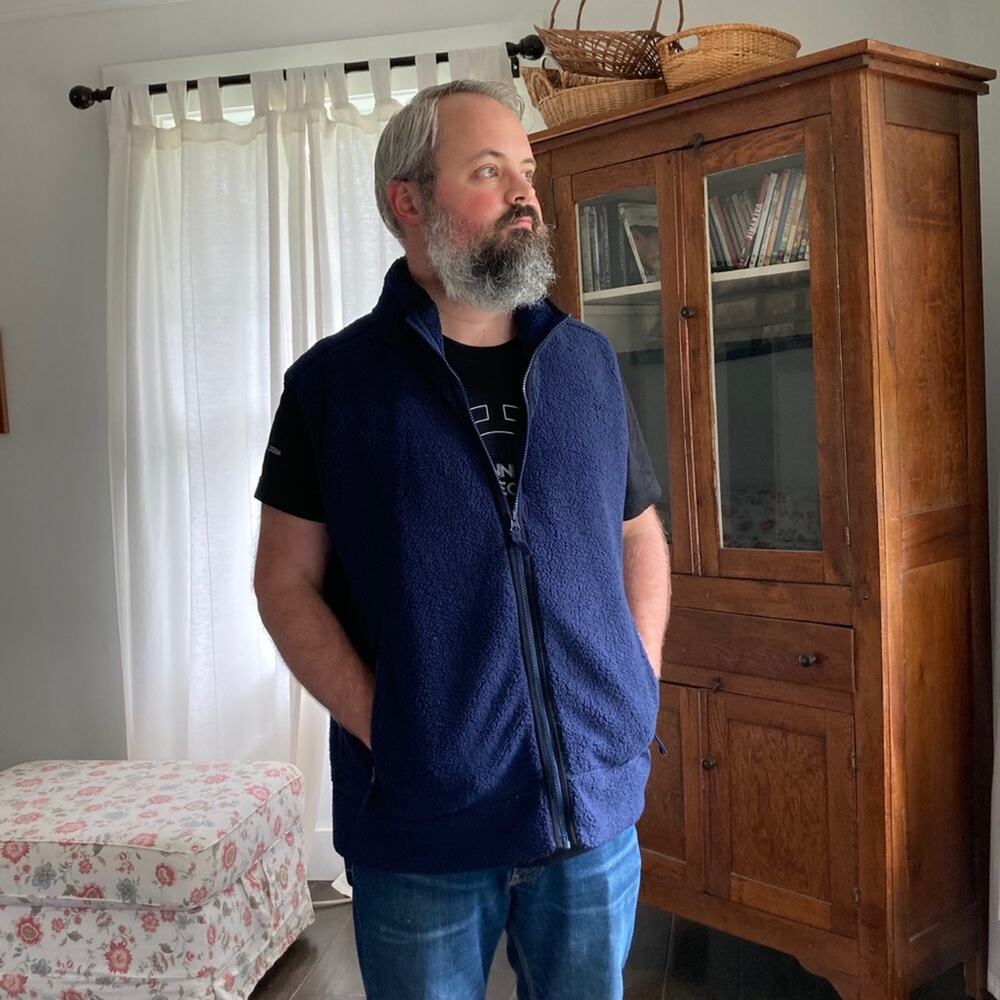 Wallin & Bros. Navy Blue Fleece Zippered Vest, XL